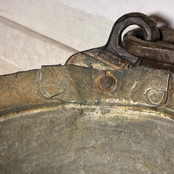 Antique Hand Hammered Copper Cauldron with Iron Handle Patina Pot - Picture 8 of 8